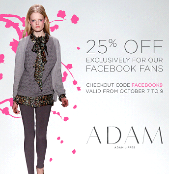 ADAM thanks Facebook fans with 25% off