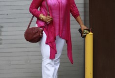 My Style: Mother’s Day weekend (Magenta Sharkbite tunic top + Zara white jeans + See by Chloe bag)