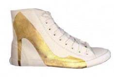 Haute buy: Be&D Bright Lights Big City Sneakers – Hand Gilded Artist Edition By Trong Nguyen