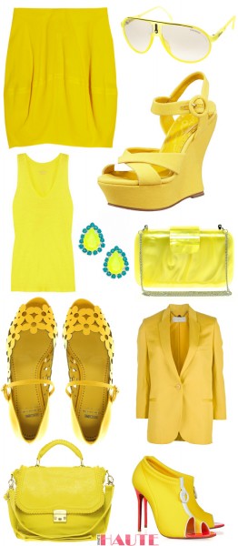 Mellow yellow - J.CREW Vintage cotton tank, Stella McCartney Shantung blazer, MARNI Twill skirt, French Connection Perspex Clutch, Barbados Tear Studs, Paul & Joe Sister Astay Satchel, Carrera Champion Aviator Sunglasses, Christian Louboutin Snorkeling 100 neoprene and leather ankle boots, Moschino Cheap and Chic Ninfea Cut-Out Flat Shoes, Alice + Olivia Canvas Wedge Sandal - What's Haute