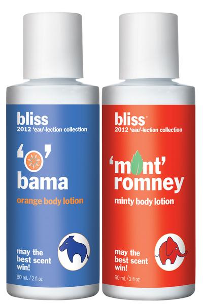 Bliss 'O'Bama & Mint Romney body lotions