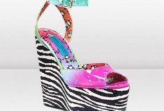 Jimmy Choo and Rob Pruitt SPRINKLE Confetti Patent and Zebra Glitter Leather Wedges