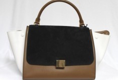 Haute buy: Celine Tricolor Suede & Leather Small Trapeze Luggage Bag