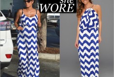 Celebrity style: Halle Berry in a Tbags Los Angeles Chevron-Print Maxi Dress