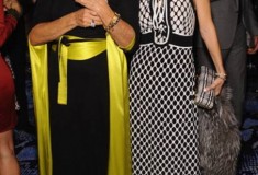 Diane von Furstenberg in a DVF Wrap Dress and Alexandra von Furstenberg in a DVF Dress and Tonda Clutch