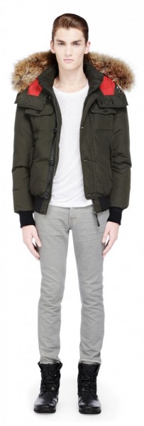 Mackage Quentin Army Down Bomber Jacket With Fur Trimmed Hood