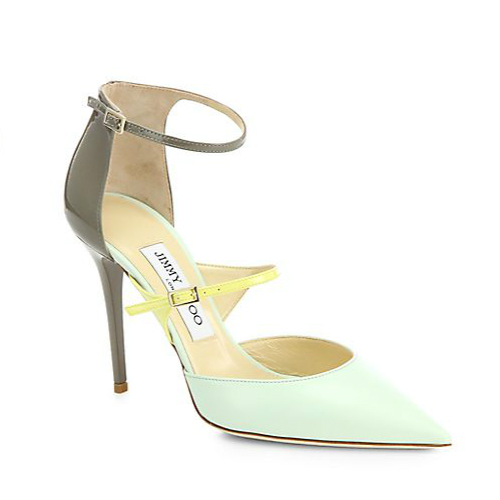 Jimmy Choo Typhoon Bicolor Leather Ankle-Strap Pumps