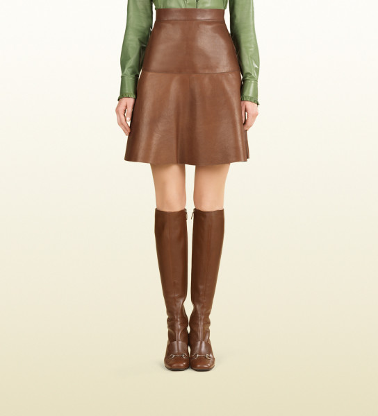 Gucci brown leather skirt