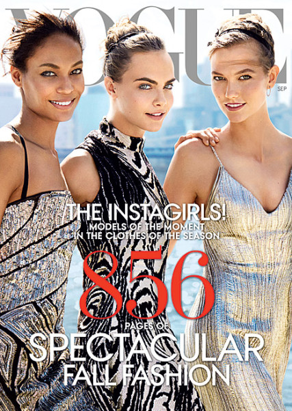 Joan Smalls, Cara Delevingne, and Karlie Kloss cover Vogue September 2014 issue