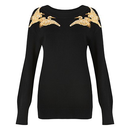 SWEATER WITH CRANE PRINT EMBROIDERY, $49.99