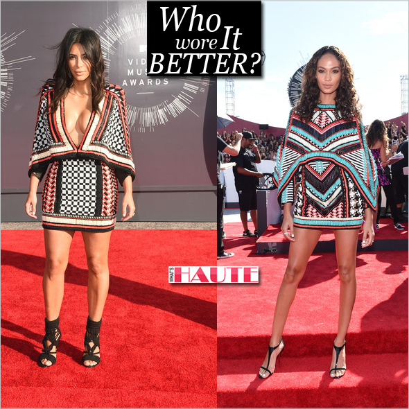 Kim Kardashian and Joan Smalls in Balmain Resort 2015: Who wore it better?