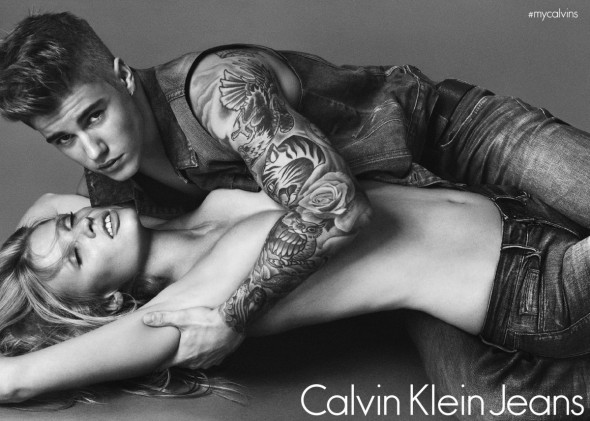 Justin Bieber Lara Stone Calvin Klein jeans ad campaign