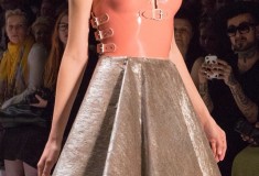 Marina Hoermanseder pink bustier grey skirt