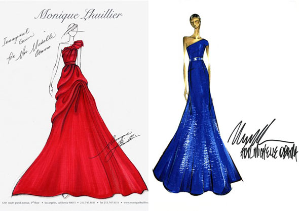 designer dresses sketches. Michelle Obama sketches: