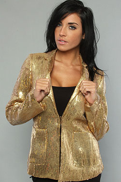 The Simone Sequined Blazer in Gold Women's Light Jackets By *NYC Boutique