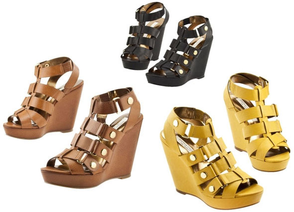 Cynthia Vincent shoes for Target brown black mustard yellow studded wedges like Luella wedge