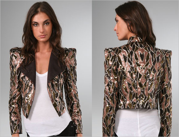 Alice + Olivia Luiza Sequin Embellished Moto Jacket