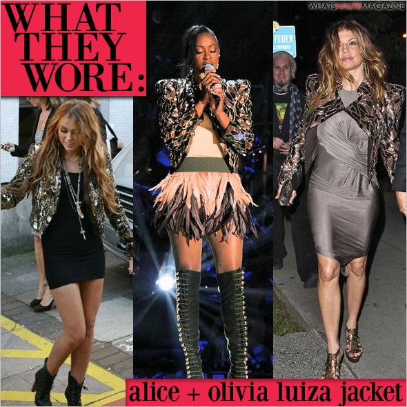 Alice + Olivia Luiza Sequin Embellished Moto Jacket Miley Cyrus Fergie Shontelle