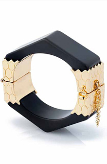 Belle Noel Thick Honey Hexagon Cuff in Gold