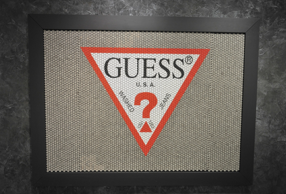 GUESS-flagship-store-opening---7,000-denim-buttons-painted-with-the-GUESS-triangle-logo