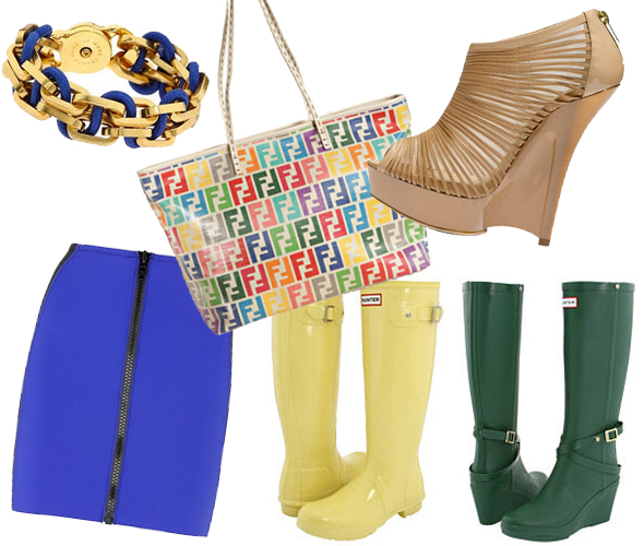 Weekly-Shopping-and-Goodies hunter wellies boots jimmy choo 'Ellie' Bootie marc by marc jacobs gold chain link and blue rope bracelet lisa marie fernandez skirt