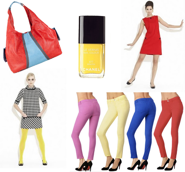 Weekly-shopping-and-goodies-colorblock We love colors See Christian Francis Roth's 60's-inspired frocks, J Brand's candy-colored denim, Chanel Mimosa yellow nail polish and more on Weekly Shopping and Goodies