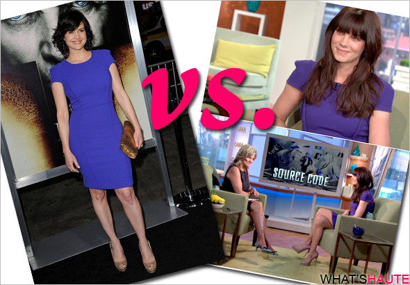 who-wore-it-better-Carla-Gugino-vs-Michelle-Monaghan-in-Tibi Wool-Crepe City Sheath Dresses