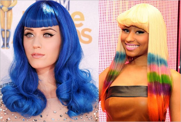 Katy-Perry-Nicki-Minaj-colorful-hair-color-trend