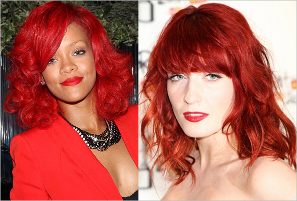 Rihanna-Florence-Welch-bright-red-hair-color-trend