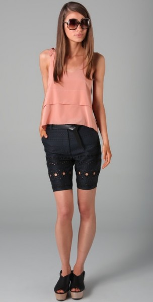 3.1 Phillip Lim Flat Front Eyelet Bermuda Shorts