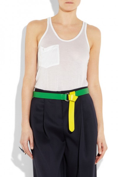 Jil Sander Reversible two-tone leather belt on model