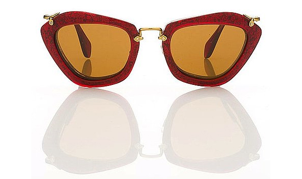 Miu-Miu-1940's-film-noir-inspired-sunglasses-for-Fall-red-rimmed