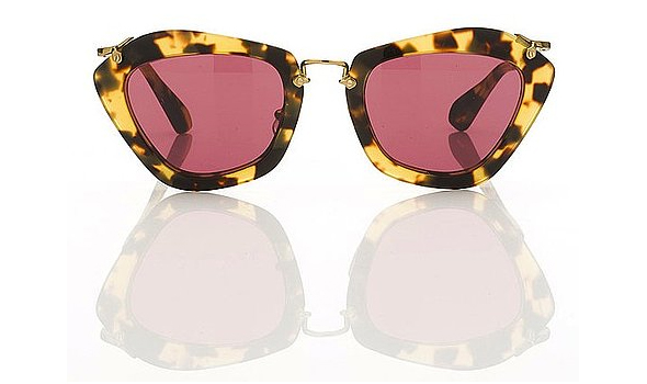 Miu-Miu-1940's-film-noir-inspired-sunglasses-for-Fall-tortoise-rimmed-rose-lens