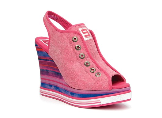 Nine West Original Sneakers pink striped wedge