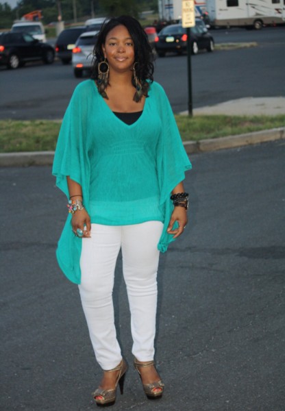 My-style-Twelfth-Street-by-Cynthia-Vincent-batwing-style-tunic-top-white-James-Jeans-Max-Studio-platforms-peacock-feather-earrings-4