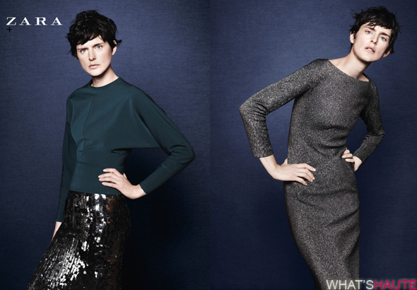Zara-Fall-Winter-2011-campaign-looks-9-and-10 dolman sleeved top silver sequin skirt