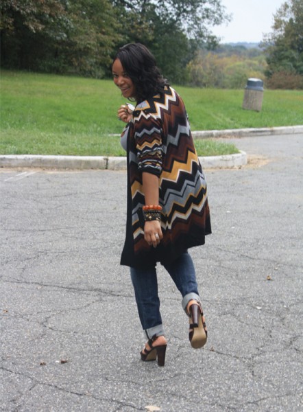 street style my style outfit of the day missoni for target cardigan nine west sandals ore 10 croc-embossed leather handbag seven7 jeans