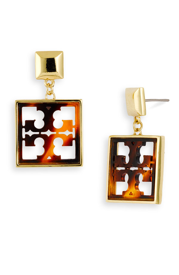 Tory Burch Small Logo Drop Earrings what's haute