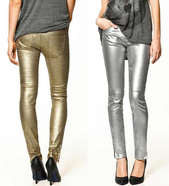 Zara gold and silver Metallic Trousers what's haute