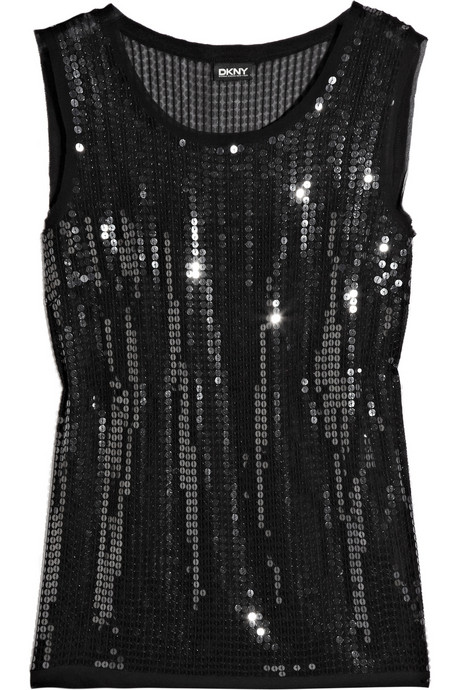 DKNY Sequined stretch-georgette top