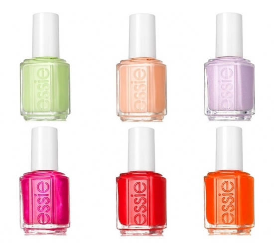 Essie 'A Spring to Invest In' 2012 Nail Polish Collection Navigate Her green, A Crewed Interest peach, To Buy or Not to Buy lilac, Tour de Finance fuchsia, Olé Caliente scarlet, It’s Obvious orange