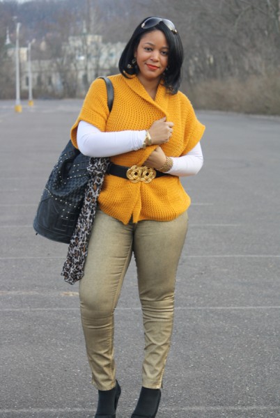 Versace sunglasses yellow sweater H&M leopard scarf gold Zara jeans Charles David pumps Cleobella bag Kenneth Jay Lane belt Ben Amun link necklace 6