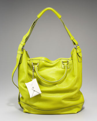 Diane von Furstenberg Drew Leather Bucket Tote in lime/citron