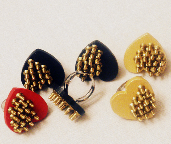 LA Vintage Tribe - studded heart rings