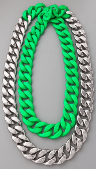 Adia Kibur Silver & Neon Chain Link Necklace