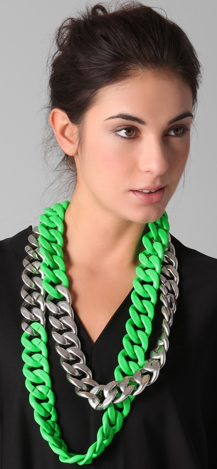 Adia Kibur Silver & Neon Chain Link Necklace