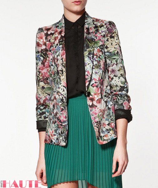 Zara Floral Silk Satin Blazer - Fashion on What's Haute