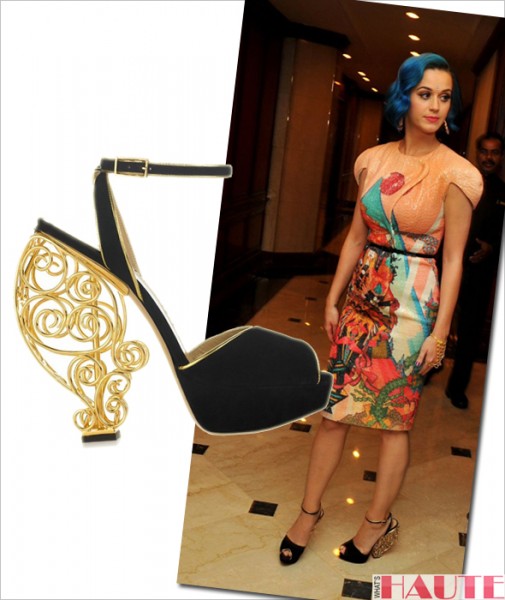 Katy Perry in Manish Arora and Charlotte Olympia Avalon shoes