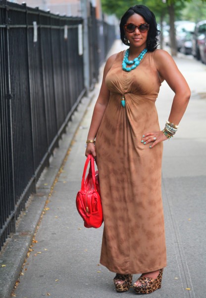 My style - Torn by Ronny Kobo tie-dye maxi dress, Steve Madden leopard print wedges, Marc by Marc Jacobs Special Salma Satchel, Soixante Neuf turquoise horn pendant necklace, Prada Baroque sunglasses