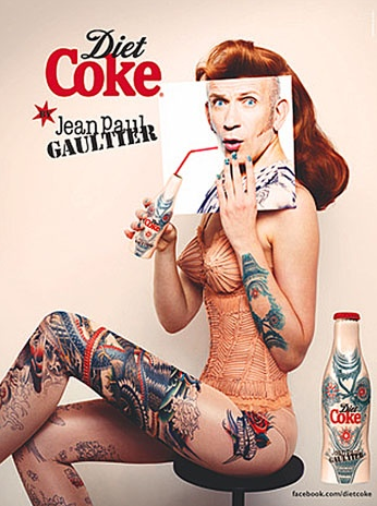 Gaultier's 'Tattoo' Diet Coke bottle design 